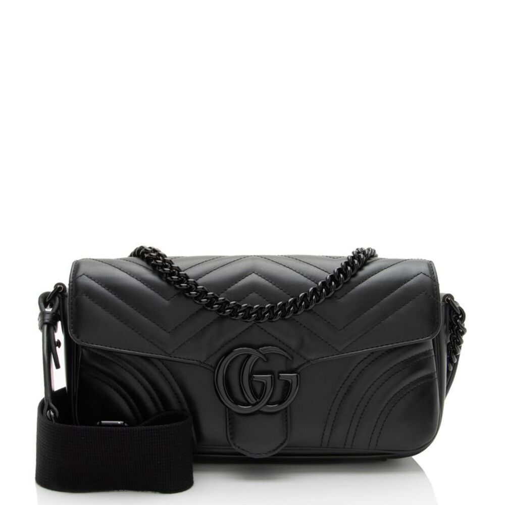 Gucci Matelasse Leather GG Marmont Monochrome Small Flap Bag